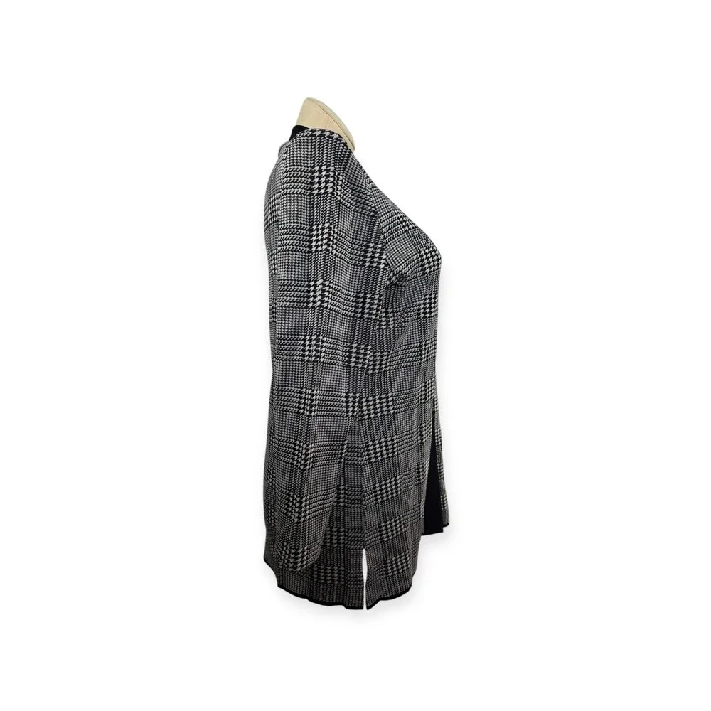 Women's Exclusively Mistook Black &‎ White Houndstooth Print Jacket 100% Acrylic